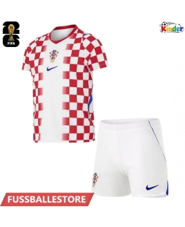 Günstige Kroatien Heimtrikotsatz Kinder WM 2026 Kurzarm (+ Kurze Hosen)